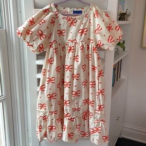 Washed, never worn Maison Me Paloma Dress - Cream with Red/Orange Bows Size 7Y